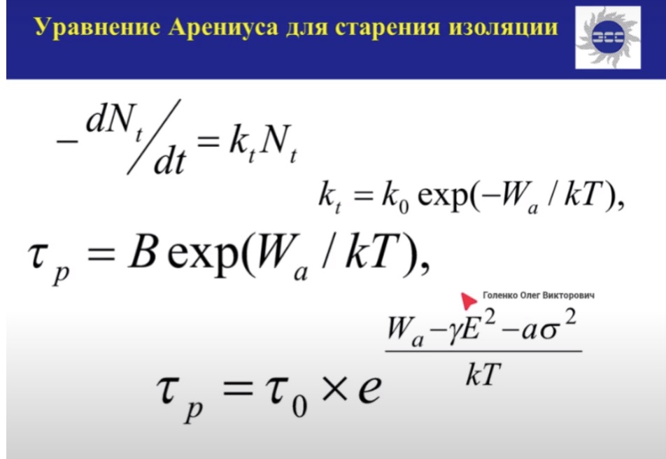 Уравнение Арениуса для старения изоляции