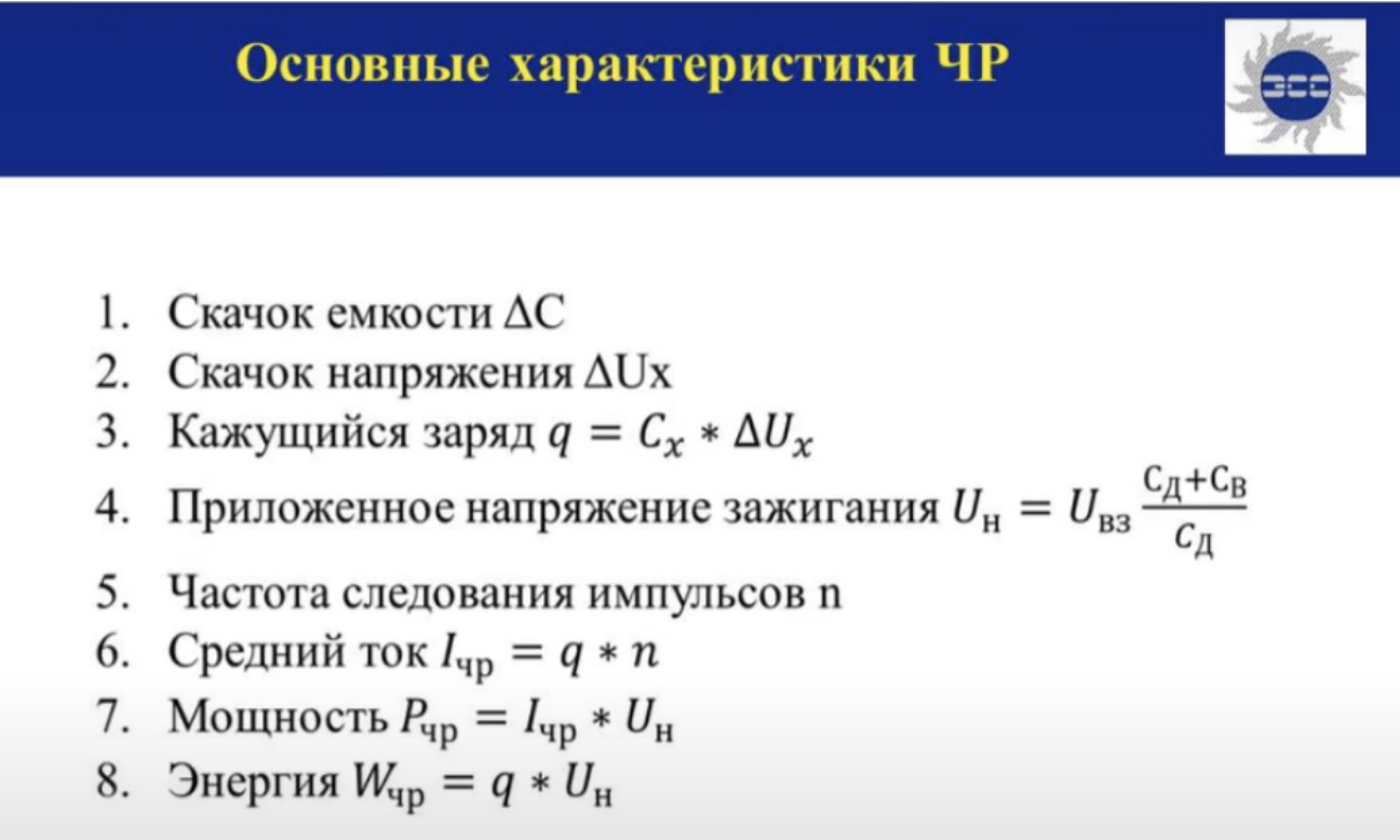 Основные характеристики ЧР