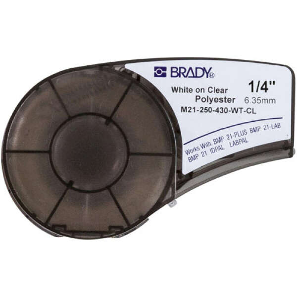 Brady M21-250-430-WT-CL - лента из полиэстера, 6.35mm/6.4m (белый на прозрачном)